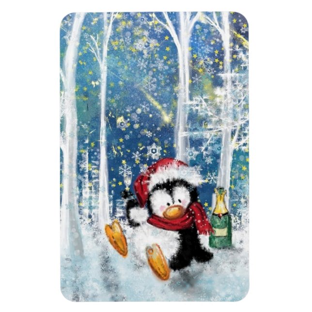 Ímã Pinguim Feliz do Magnet de Natal - Divertido (Vertical)
