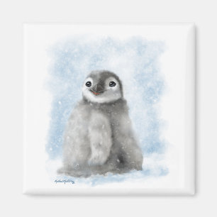 Imã Pinguim Fofo de Desenho Animado na Neve