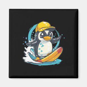 Imã Pinguim Fofo Surfando