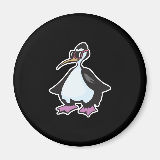 Imã pinguim gordinho vestindo óculos de sol (Frente)