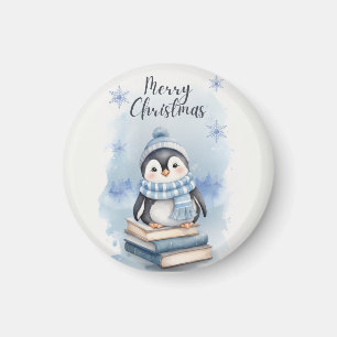 Imã Pinguim Natal de Watercolor