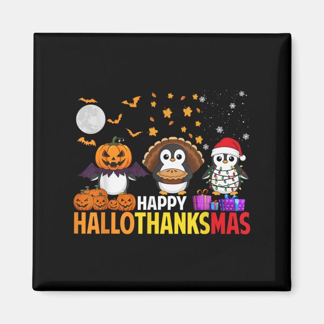 Imã Pinguim Natal Halloween Figurume Feliz Hallotha (Frente)