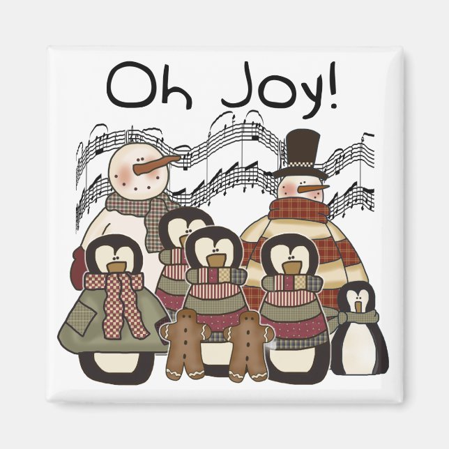 Imã Pinguim Oh Joy Camisetas de Natal e presentes (Frente)