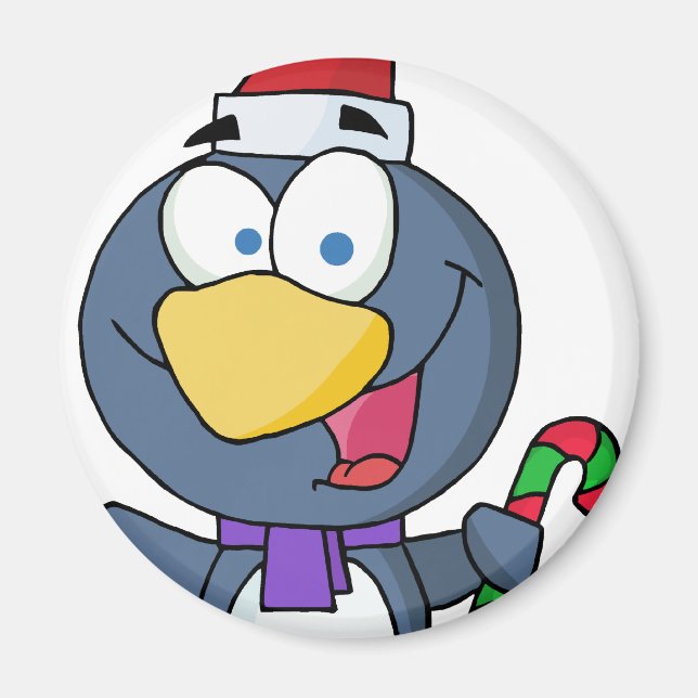 Imã Pinguim papai noel com caneta doce (Frente)