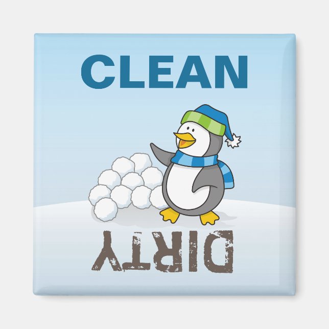 Imã Pinguim pequeno com bolas de neve balançando (Frente)