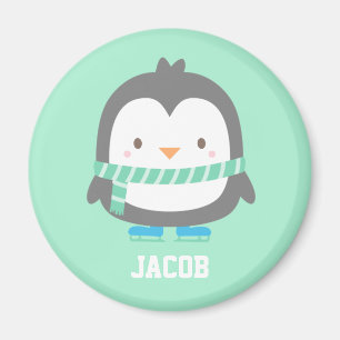 Imã Pinguim Pequeno e Fofo com Cachecol de Inverno Per