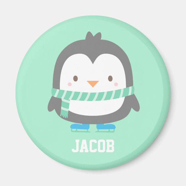Imã Pinguim Pequeno e Fofo com Cachecol de Inverno Per (Frente)