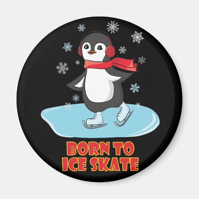 Imã Pinguim Skate De nascer A Gelo (Frente)