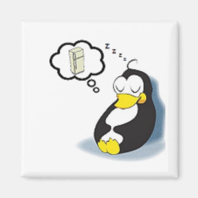 Imã Pinguim sonhando com uma geladeira (Frente)