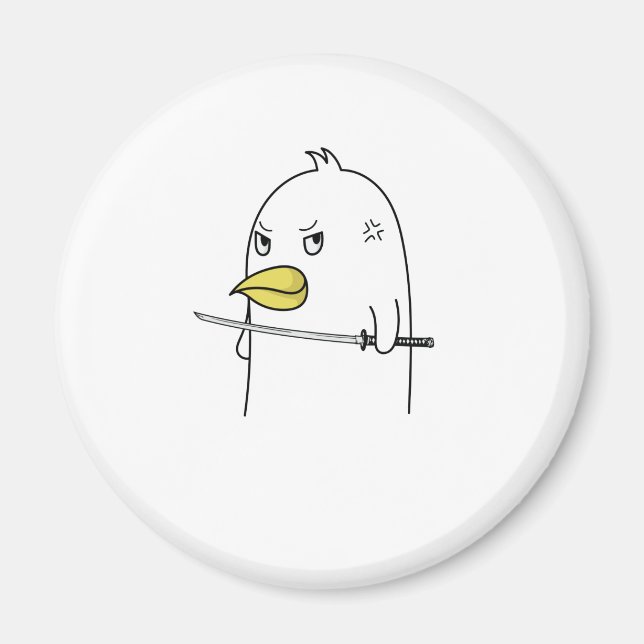 Imã Pinguin Vogel mit Samurai Schwert guckt böse (Frente)