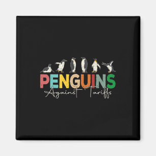 Imã Pinguins contra Tarifas Humor Animal Retro Resist