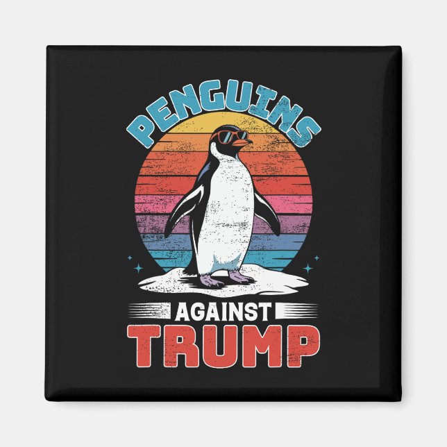 Imã Pinguins Contra Trump Penguin Flippers Up Anti Tr (Frente)