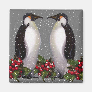 Imã Pinguins de Natal na Neve, Holly: Arte