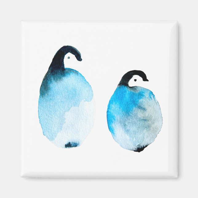 Imã Pinguins fofos aquarela (Frente)