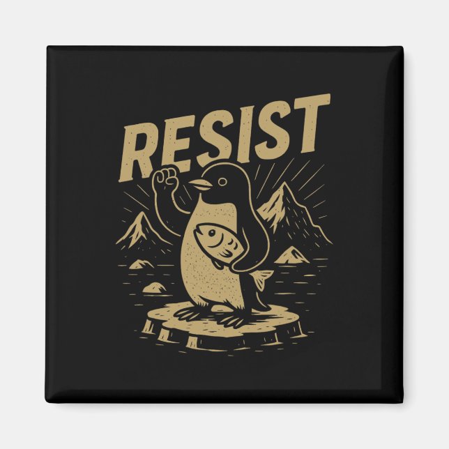 Imã Pinguins Gráficos Engraçados Resistem Pinguim Cont (Frente)