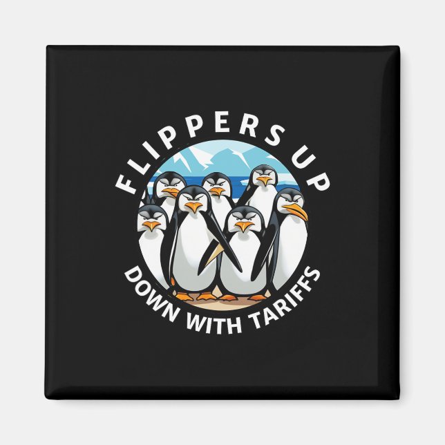 Imã Pinguins Nadadeiras ao Alto em Protesto Contra Tar (Frente)