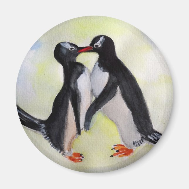 Imã Pinguins Padrão, Magneta Redonda De 5,7 Cm (Frente)