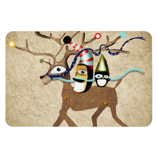 Ímã Pinguins Viajando no inverno (Horizontal)