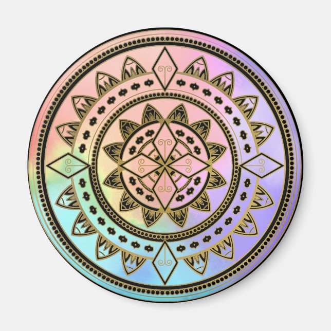 Imã Pink-Blue-Aqua-Purple Mandala (Frente)