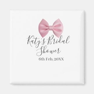 Imã Pink bow bridal shower name date pastel stylish te
