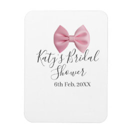 Ímã Pink bow bridal shower name date pastel stylish te