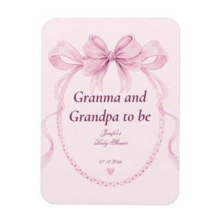 Ímã Pink Bow Grandma and Grandpa to Be Baby Shower