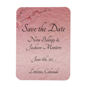Ímã Pink Cherry Blossoms Casamento Salve O Cartão De 