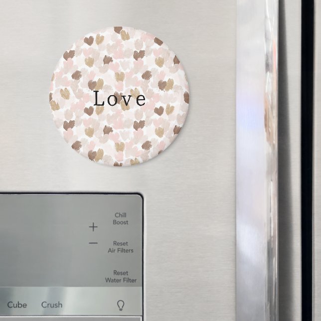 Imã Pink Cream Brown Hearts Love (In Situ (Fridge))