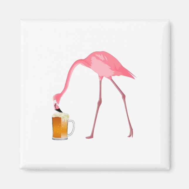 Imã Pink Flamingo Beer Lover (Frente)