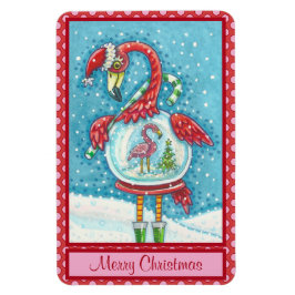 ÍMÃ PINK FLAMINGO BRANCO NATAL DE NEVE MAGNET