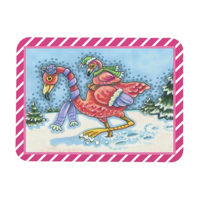 Ímã PINK FLAMINGO SEEP SNOT CHRISTMAS MAGNET Retângulo (Horizontal)