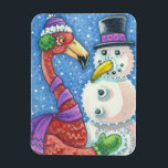 ÍMÃ PINK FLAMINGO SNOWMAN CHRISTMAS MAGNET<br><div class="desc">TRAGA UM SORRISO PARA SEUS FERIADOS COM ESTE FAZER DE NEVE FLAMINGO MAGNET ... Procure Itens Correspondentes Susan Brack Design</div>