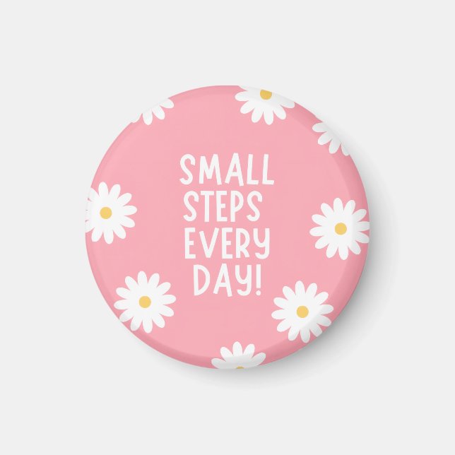 Imã Pink Floral Inspiration – Small Steps Every Day (Frente)