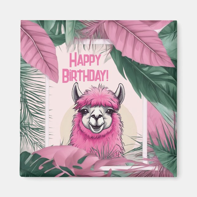 Imã Pink Happy Smiling Lama (Frente)