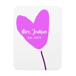 Ímã Pink heart balloon Mrs add name est. Add year love