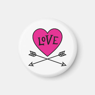 Imã Pink Heart Cupid's Bows LOVE Magnet