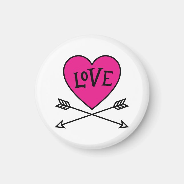 Imã Pink Heart Cupid's Bows LOVE Magnet (Frente)