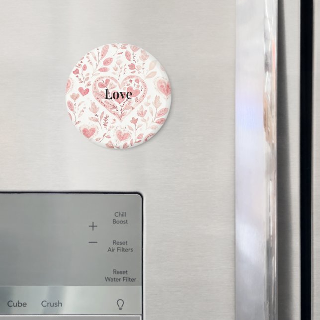 Imã Pink Hearts Floral Love (In Situ (Fridge))
