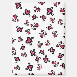 Imã Pink Hearts Pattern – Cute Doodle Design