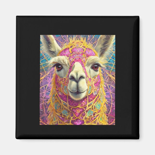 Imã Pink Lama Alpaca Sticker (Frente)