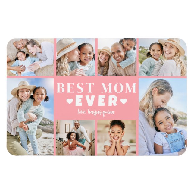 Ímã Pink Mom Photo Collage (Horizontal)