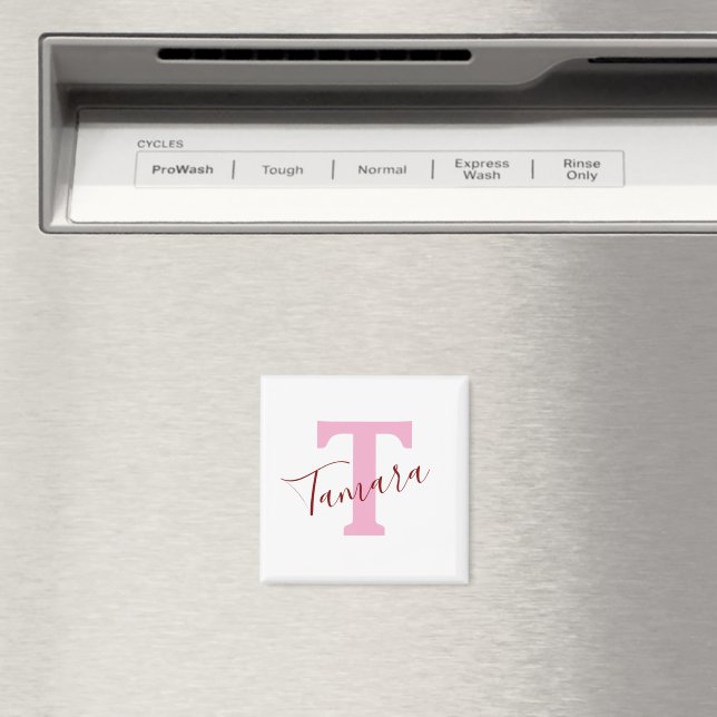 Imã Pink Monogram Magnet | Custom Name (In Situ (Dishwasher))
