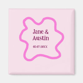 Imã Pink pastel retrorando borda do casamento data do 
