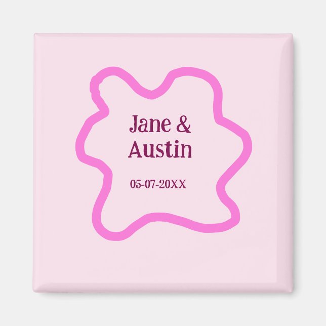 Imã Pink pastel retrorando borda do casamento data do  (Frente)