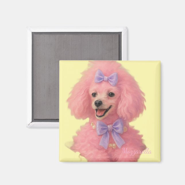 Imã Pink poodle magnet, poodle decor (Front/Back)
