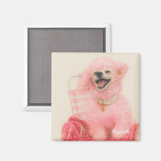 Imã Pink poodle magnet, poodle decor