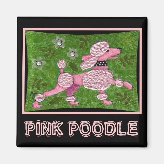 Imã PINK POODLE PARADE - ímã de poodle lúcido (Frente)