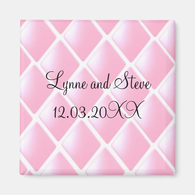 Imã Pink Quilted Diamond Save the Date (Frente)