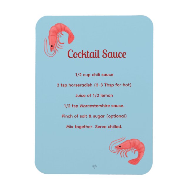 Ímã Pink Shrimp Cocktail Sauce Recipe Flexible Magnet (Vertical)