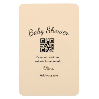 Ímã Pink simple baby shower q r code add name text thr